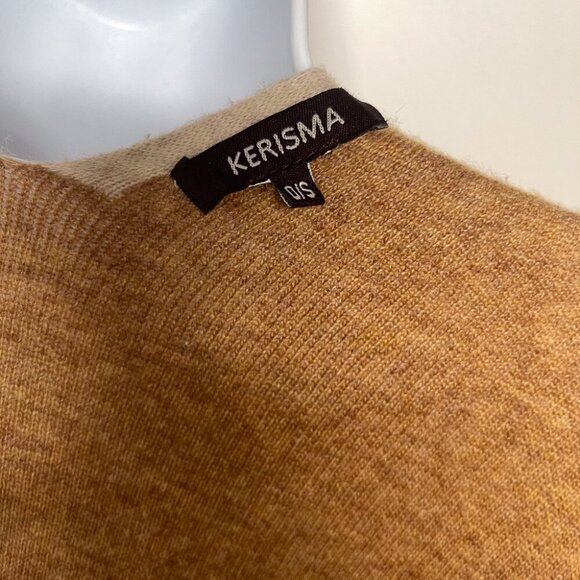 Kerisma Karyn II Wrap Reversible Shawl Sweater Poncho Two Tone Tan Ecru Tobacco - Picture 12 of 12